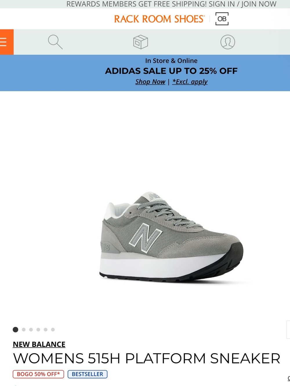 New Balance Women's 515H Platform Sneaker - Gray and White